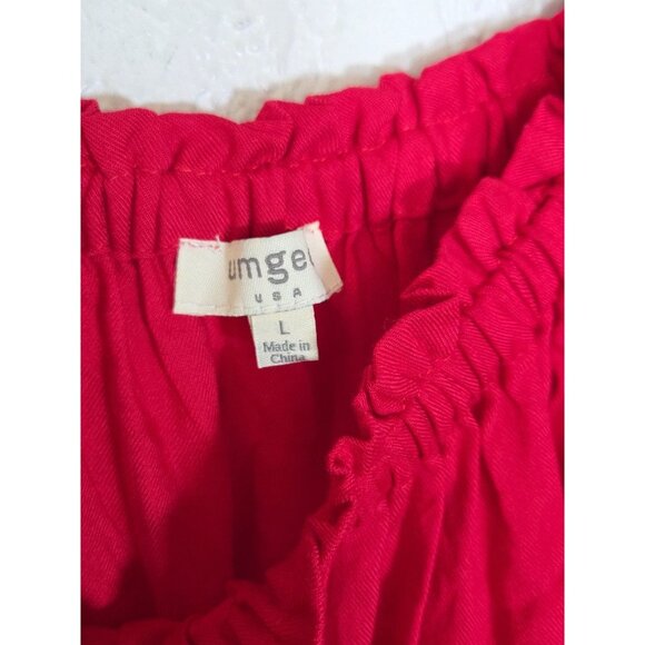 Umgee Large Red Boho Top Embroidered Off the Shoulder Bohemian Peasant - Picture 3 of 6